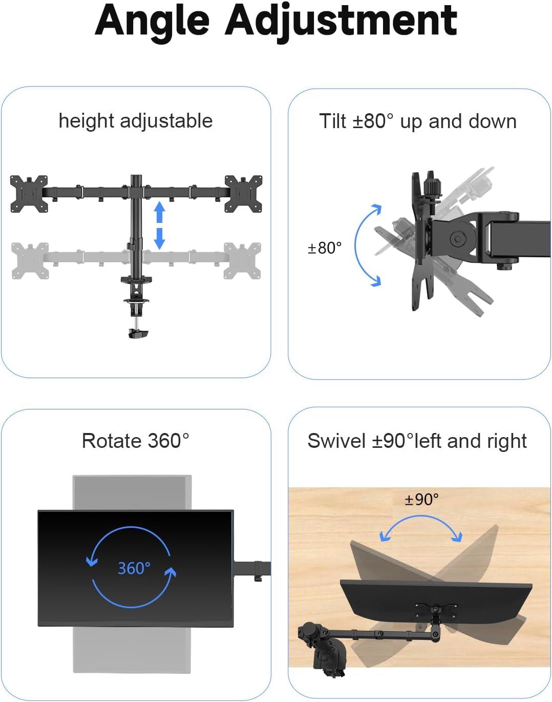 Dual Monitor Desk Mount, Adjus - Monitor Arm Single recensie en prijs